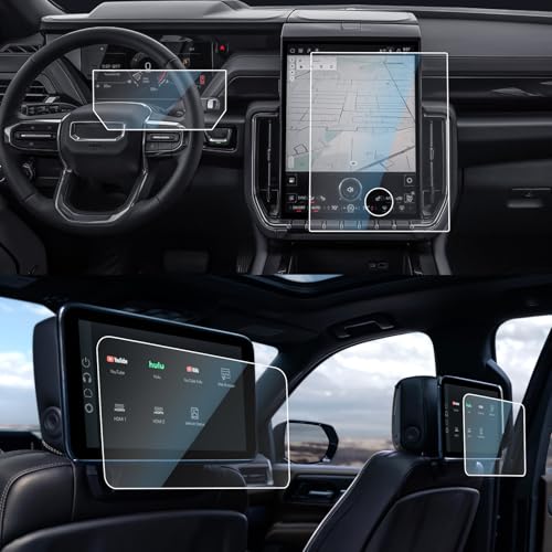 CDEFG 4PCS for 2025 GMC Yukon Screen Protector, Tempered Glass for 2025 GMC Yukon Accessories 16.8-Inch Touchscreen & 11-inch Digital Cluster & 12.6-inch Rear-Seat Dual Displays HD Anti Fingerprints