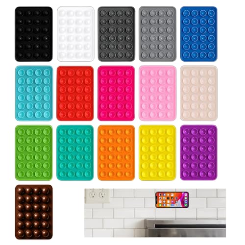 16 unidades de ventosa para teléfono móvil, ventosa de doble cara, ventosas de silicona para teléfono móvil, adhesivo para teléfono móvil, ventosa trasera, ideal para vídeos, cocinar, fitness, viajes