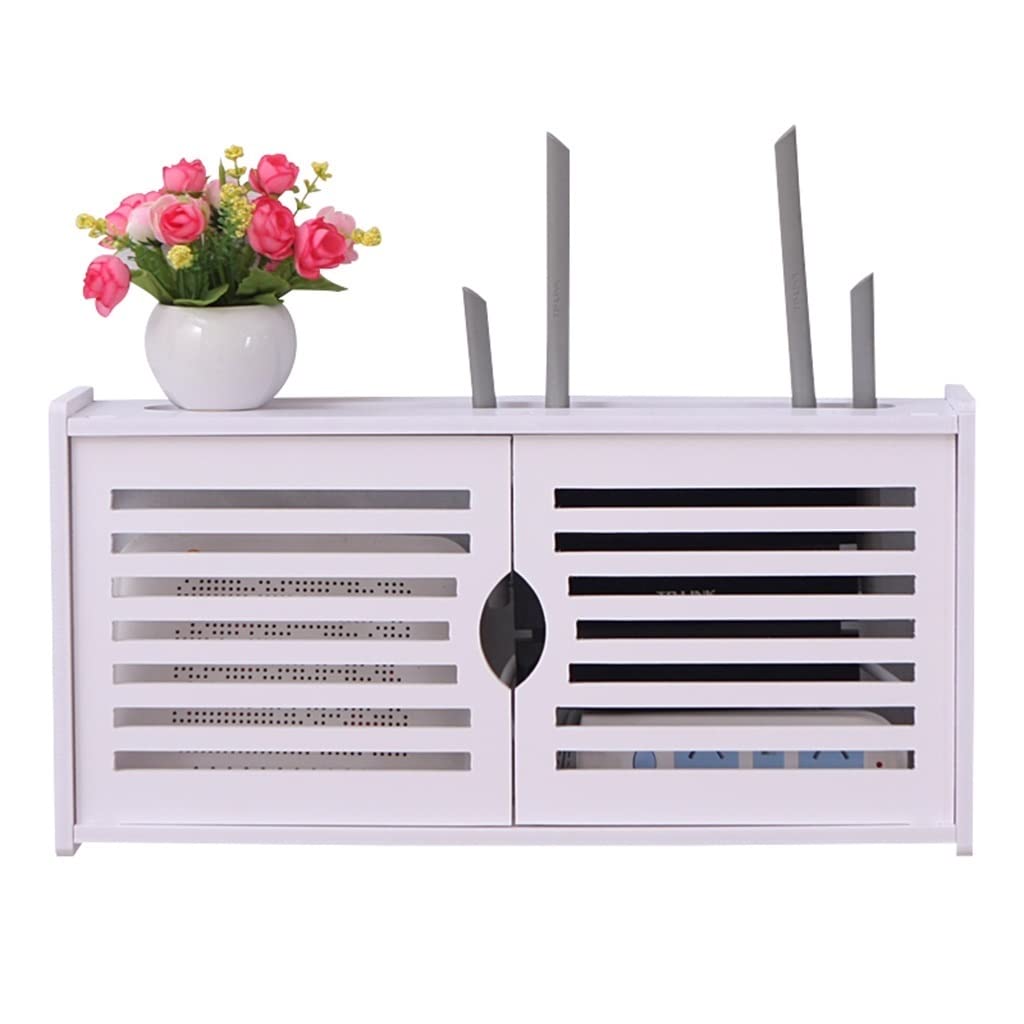 Étagère murale pour routeur WiFi – Support de routeur sans fil pour décodeur TV et rangement Design élégant blanc (48 x 12 x 24 cm) – Optimisez l'espace et la nization