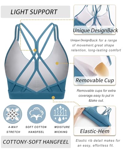 Image of RUNNING GIRL Sports Bras for Women,Strappy Crisscross Back Padded Low Impact Running Sports Bra with Removable Cups