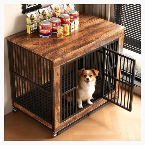 犬ゲージ 犬 サークル ウッディサークル 犬 ゲージ 屋根付き ペットケージ ペットサークル ドッグゲージ 木製 犬 ゲージ ケージ 小型犬 中型犬 大型犬 ペット サークル用 インテリア 引き出し式トレー 1台3役 お掃除が楽々(ウォルナット,112*7