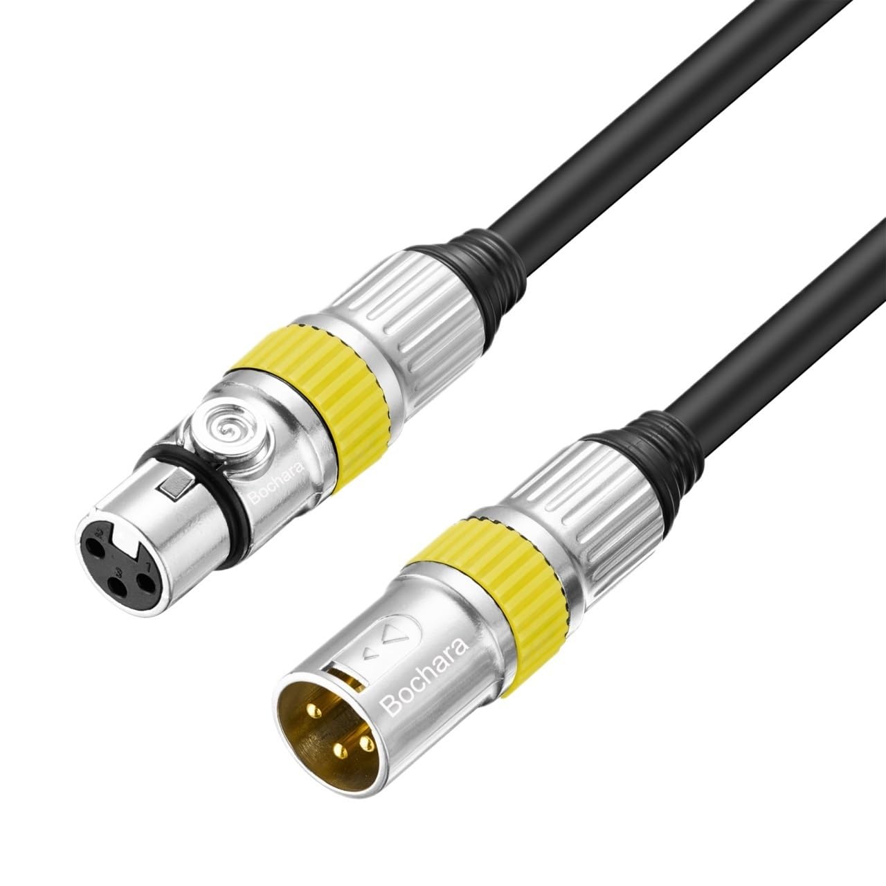 Cavo di prolunga XLR a 3 pin placcato oro da maschio a femmina, cavo audio OFC + schermatura intrecciata per microfono mixer amplificatore (cavo circolare nero, 5 m)
