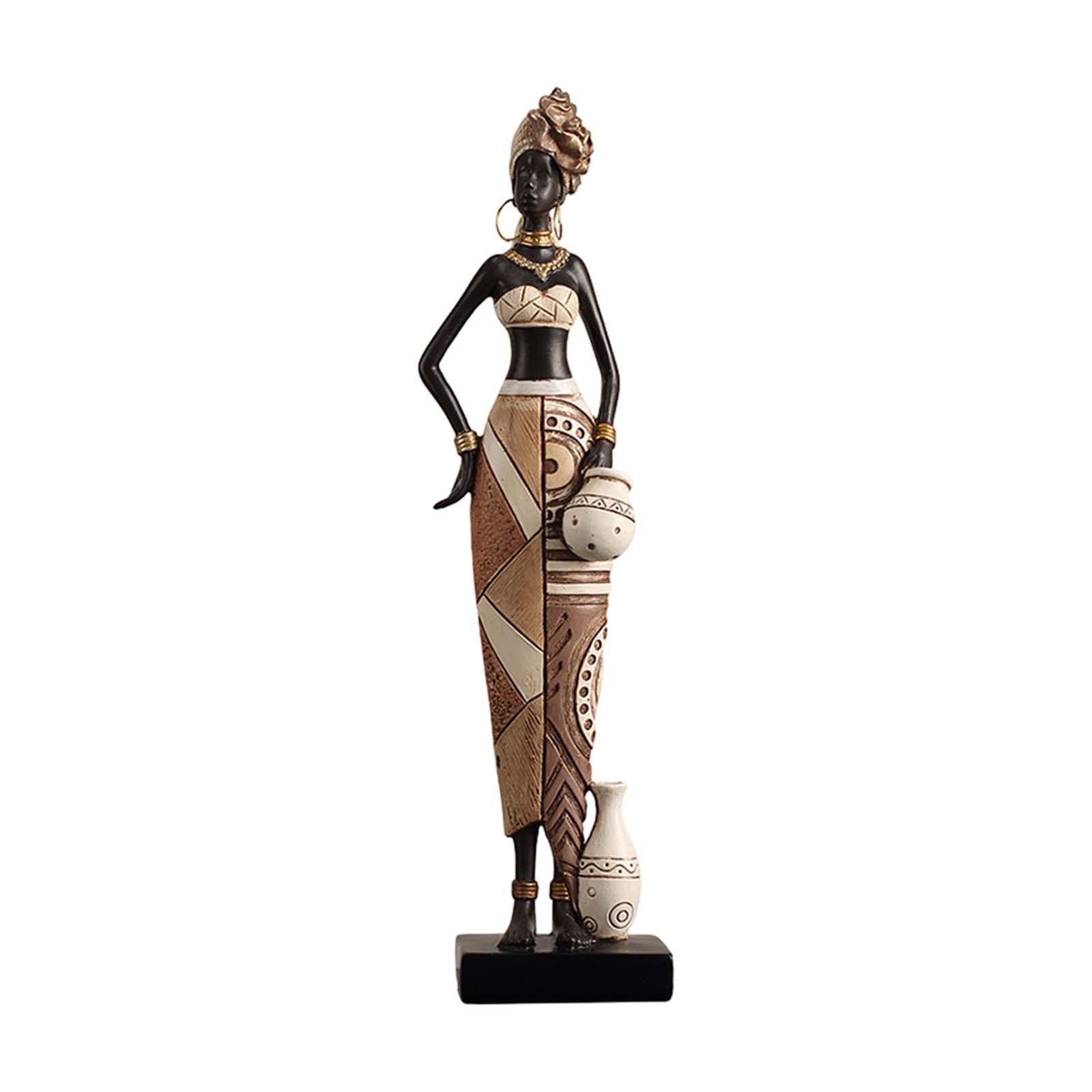 Statuette africaine en résine de 34cm de hauteur pour décoration d'intérieur moderne