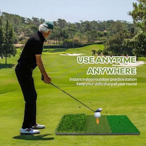 Golf Hitting Mat, 3-in-1 Golf Matt Outdoor Golf Practice Mats Heavy-Duty Foldable with Heavy Non-Slip Base Tri Turf, Ball Tray and Tees 23.6 x 11.8'' (60 x 30cm) - Image 5