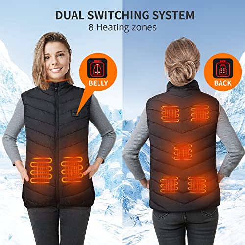 Nbtous Heated Vest For Women Women With 2 X 10000Mah Power Bank, 2 Switch Button,8 Heating Zones Usb Rechargeable Lightweight Usb Electric Heated Vest Outdoor Skiing,Camping #TOP1