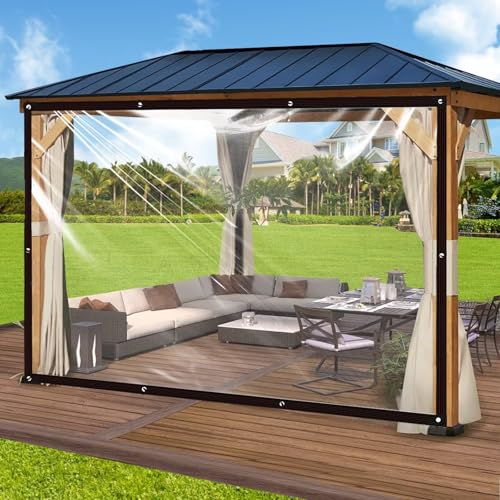 Bâche imperméable Transparente avec œillets, 2 x 3 m, pour extérieur, bâche imperméable et Transparente, pour terrasse, poulailler