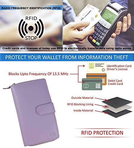 Image of Big Fat RFID Blocking Leather Organizer Checkbook Wallets For Women - Clutch