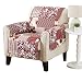 Great Bay Home Patchwork Scalloped Printed Furniture Protector. Stain Resistant Chair Cover. (24" Chair, Burgundy)