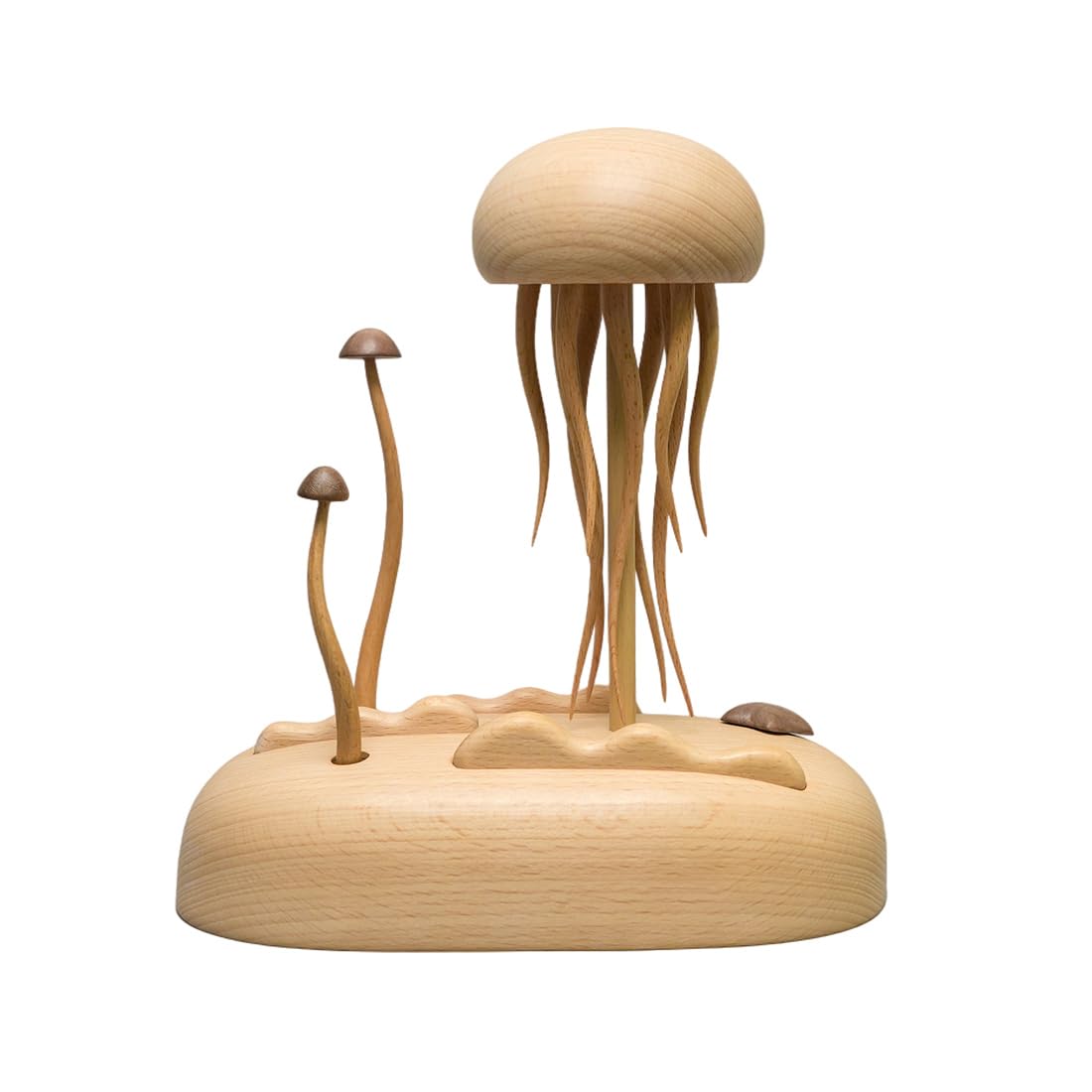 TBRICKFUNR Illuminated Wooden Jellyfish Dynamic Model, Handmade Bionic Marine Creatures Sculpture, Desktop Relaxation Ornament & Gift for Adults (Non-Music Box) โ image 1