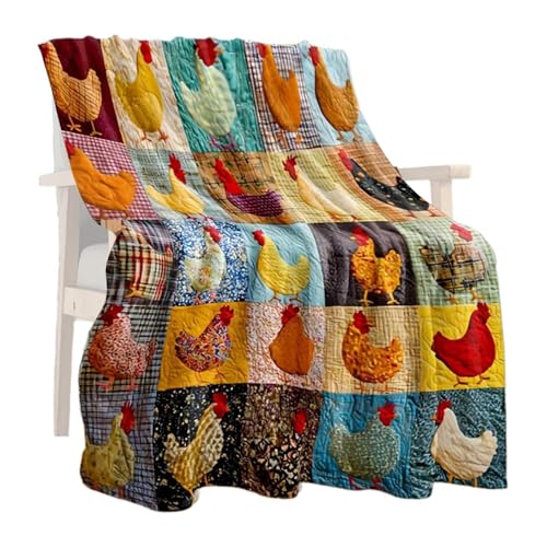 Genérico Manta De Tiro con Pollo - De Sofá con Edredón De Franela, Envoltura con Estampado De Gallo | Ropa De Cama Lavable A Máquina, Capa Textil para El Hogar, Sala De Estar, Dormitorio, Picnic, F
