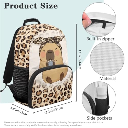 Backpacks for Girls with Lunch Box Capybara Backpack for Girls 8-10 Heavy Duty Breathable Elementary School Backpack for Kids Back to School Supplies 4 Pieces2