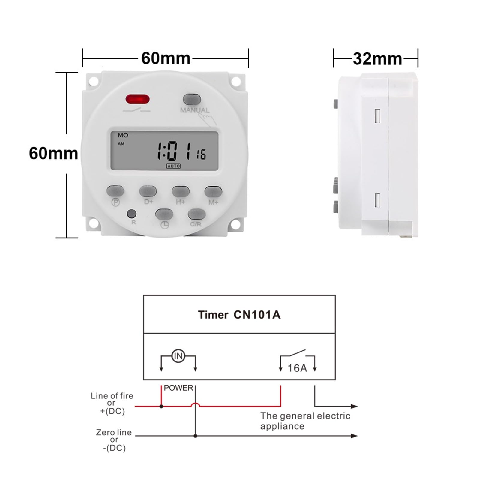 12V AC/DC digitale 7 giorni settimanali timer programmabile interruttore illuminazione elettronica programmatore relè orario giornaliero all'interno della batteria 1 pz(12V with 4 wires)