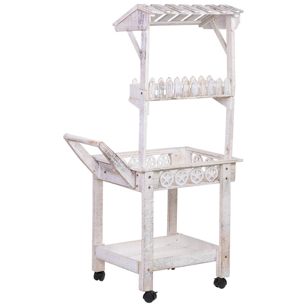 WANDERLUST DECO Carro expositor-estantería de madera 80x45x140h cm