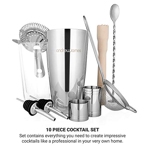 Juego de coctelería profesional de acero inoxidable Andrew James con accesorios 3