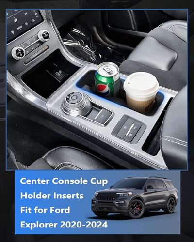 Image of Cup Holder Inserts for Ford Explorer 2020-2024 Accessories, Non-Slip TPE Center Console Cup Holder Protector Organizer for Explorer Interior Accessories