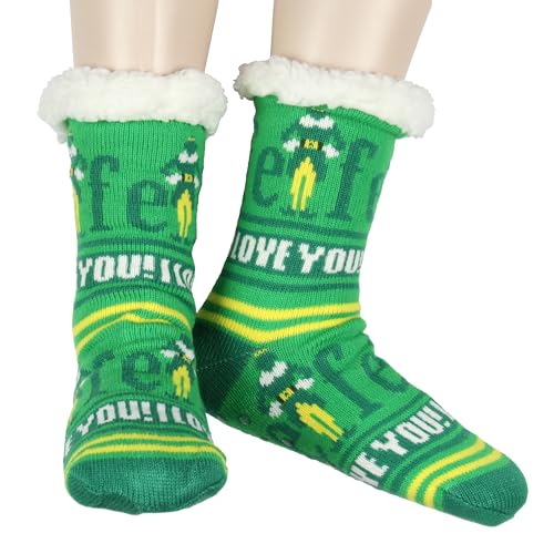 Bioworld Elf Socks I Love You Fair Isle Sweater Knit Faux Shearli...