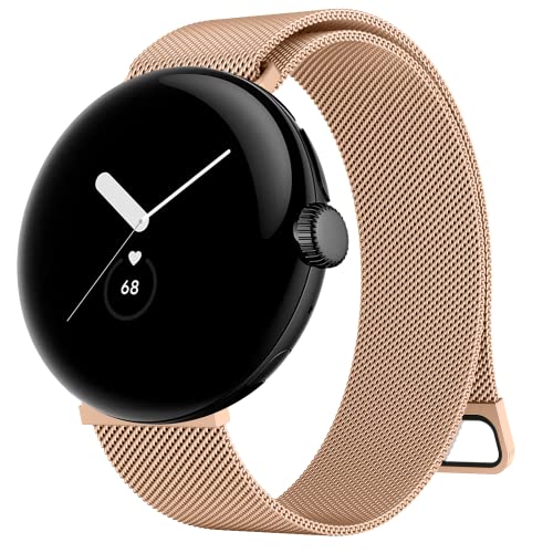Tobfit Magnetisches Edelstahl-Armband für Google Pixel Watch 1/2 - Mesh Metall Ersatzband für Herren und Damen (Roségold)