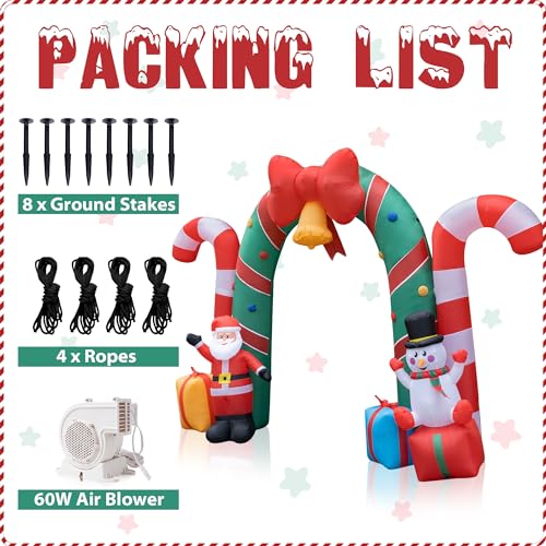 Beyond Your Thoughts 13FTXMASBELLARCHWAY 13Ft Giant Christmas Inflatable Archway Santa Claus Snowman Xmas Large Arch With Bow Candy Gift Box Led Lights Lighted Blowup Waterproof Yard Decor Lawn Garden Outdoor Holiday Decorations thumb #2
