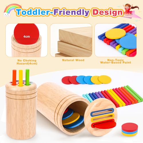 Montessori Spielzeug ab 1 Jahr, Spielzeug ab 1 2 Jahre Mädchen Jungen Baby Spielzeug Geschenk Mädchen Jungen 1 2 Jahre Farbe Sortierspiel Kinderspielzeug Motorikspielzeug Holzspielzeug ab 1 Jahr