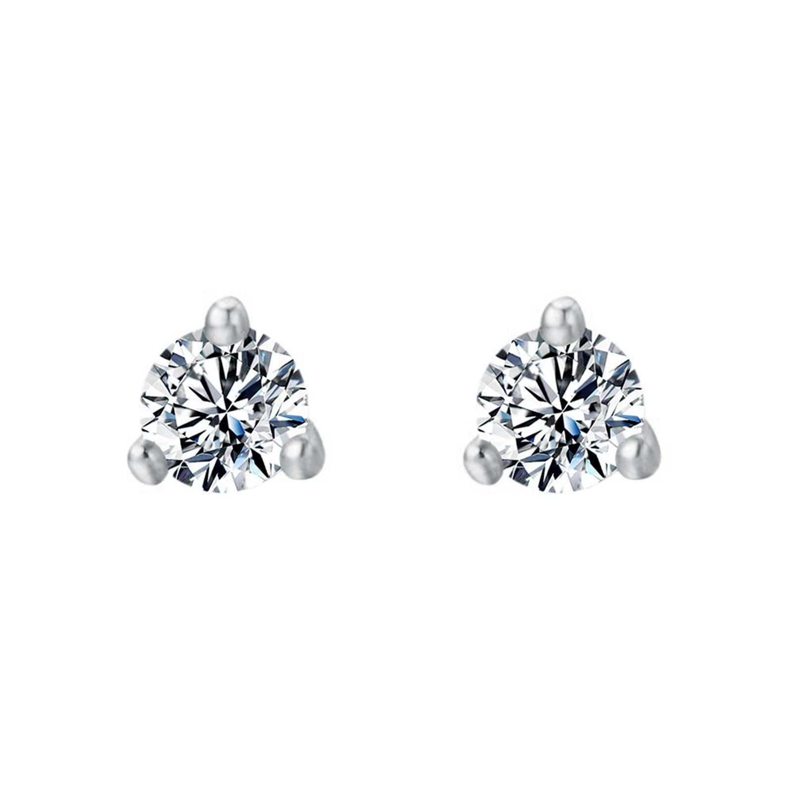 Ohrringe Ohrstecker Gelbgold 750 585 375 Echtgold Damen, Ohrringe Damen Einfach mit 3 Krallen Rund Moissanite 3.25MM–3.75MM Ohrstecker Echtschmuck für Hochzeit Braut, Gold