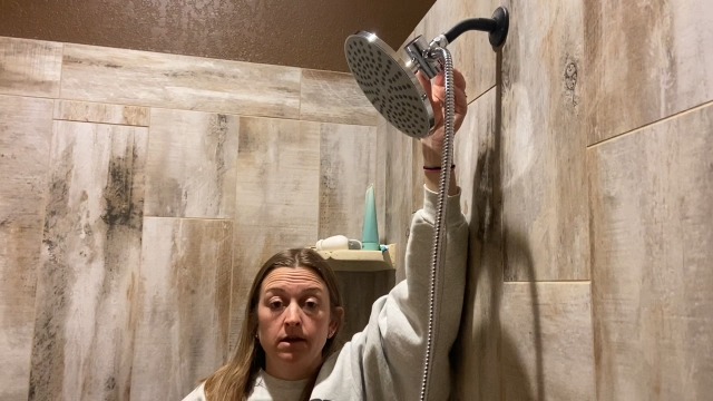 Cabezal de ducha de lluvia 8" y ducha de mano con manguera 60" cromada miniatura 7