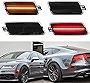 4Pcs Full LED Amber/Red Front/Rear Side Marker Lights for Audi A7 Quattro S7 RS7 TDI Quattro Type 4G8 2012-2018 Smoked Lens Bumper Turn Signal Light Replace OEM Side Marker lamp