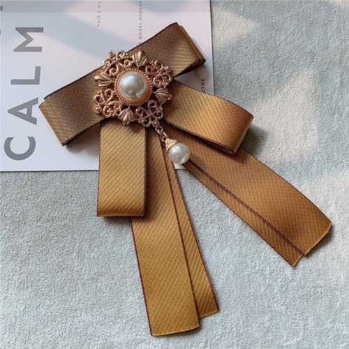Image of Rhinestone Retro British Style Pre-tied Adjustable Fabric Ribbon Bow Tie for Women Men Uniform Necktie Bownot