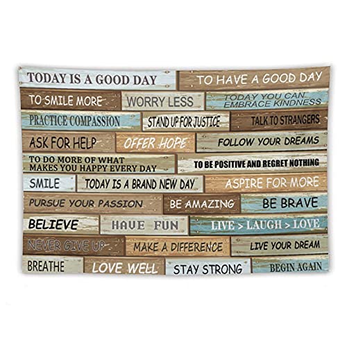 Eeiveun Rustic Motivational Inspirational Wall Hanging Tapestry Positive Quotes Bedding Tapestries Wooden Striped Vintage Farmhouse Wall Art For Living Room Dorm Bedroom Home Wall Decoration 60X40 #TOP4