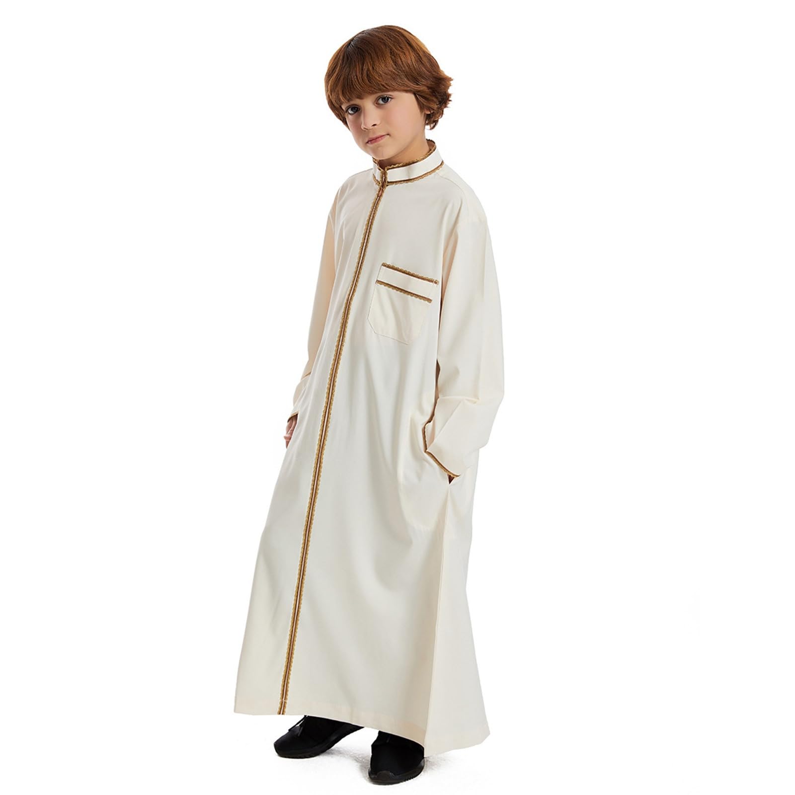 Muslimische Kaftan Kinder Jungen – Islamische Gebetskleidung Abaya Robe, Langarm Arabischer Kleidungsstil aus Dubai, Muslimisches Kleid Kaftan Gewand für religiöse Feste & Alltag