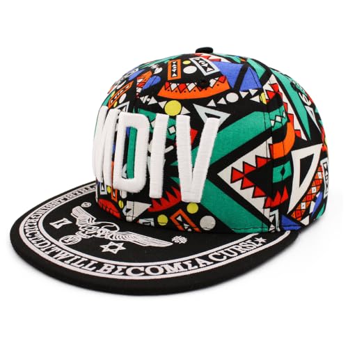 Image of VRITRAZ Comfortable Polyester 3D Printed Hip Hop Cap for Men & Women | Adjustable Snapback Closure Flat Brim Baseball Hat | Lightweight Urban Streetwear Headwear for Dance, Skateboarding, Gym, Sports