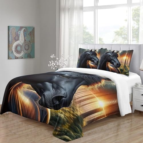 Housse de couette 200x200 cheval avec parure lit microfibre 3D - 4