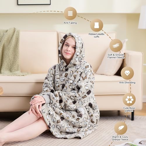 NORD ECO Oversized Sherpa Wearable Blanket Hoodie—Adult, Grey Cat — view 7