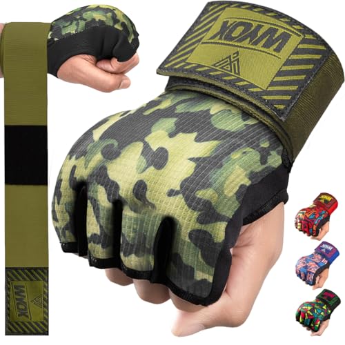 Image of WYOX Neoprene Gel Boxing Hand Wraps Inner Gloves for Men & Women - 80cm /31in Quick Wrist Strap, Padded Knuckle Protection, Fingerless MMA Muay Thai Kickboxing Wraps for Training & Martial Arts