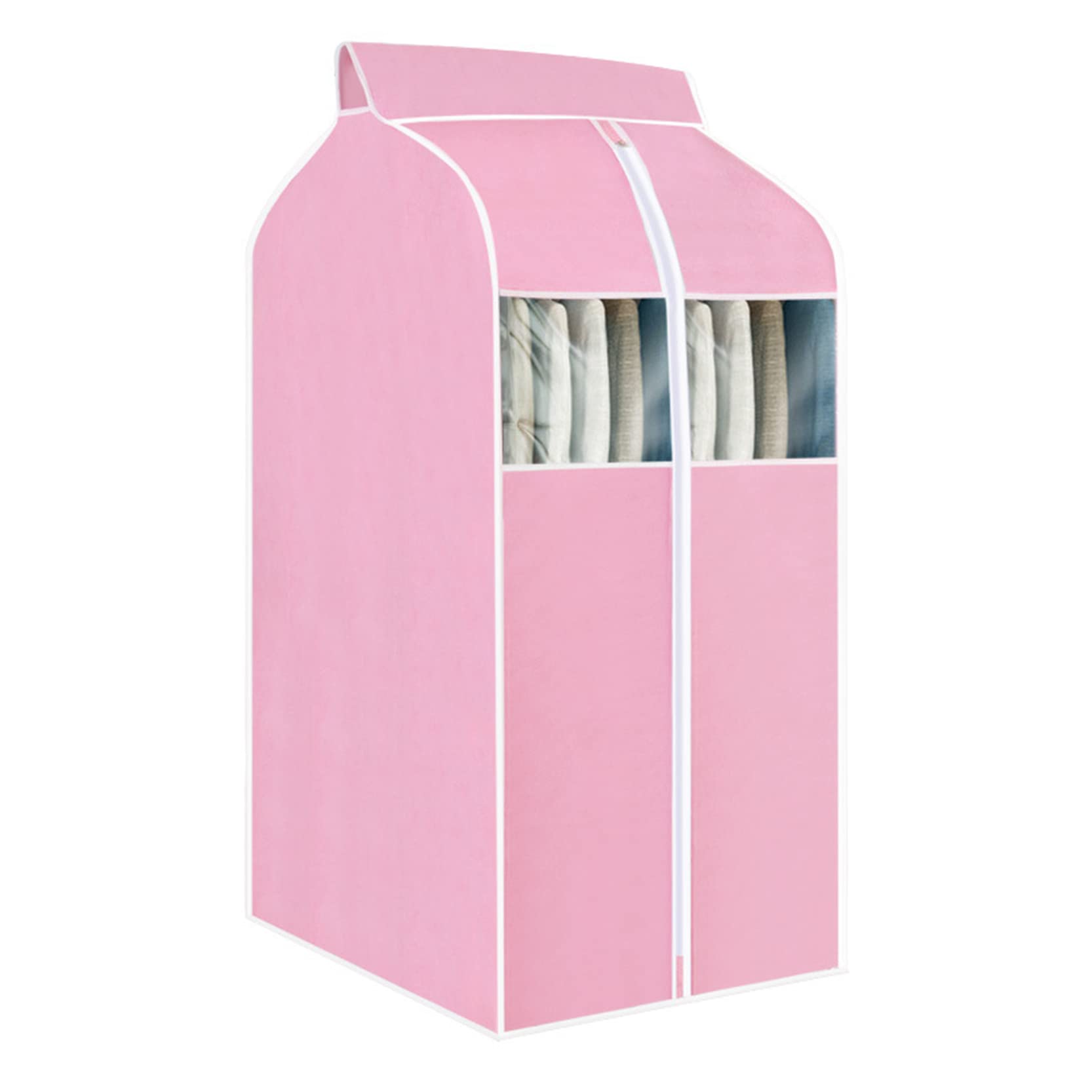 Copriabiti Antipolvere, Borse Porta Abiti 2 Pezzi con Cerniera, Traspiranti, Finestra Trasparente, Anti-umidità, for Guardaroba, Grigio - 120(Pink,48cm x 60 x 110cm)