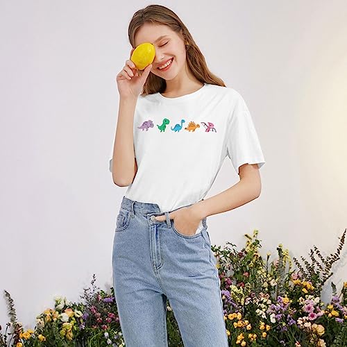 Women Dinosaurs Shirt Cut Teacher Tshirt Dinosaur Graphic Summer Short Sleeve Loose Tee3