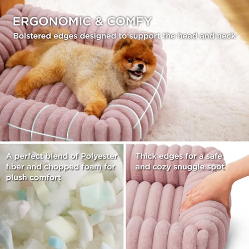 Image of Bedsure ComfyFleece Dog Bed for Small Medium Dogs Washable,25in Blush Pink