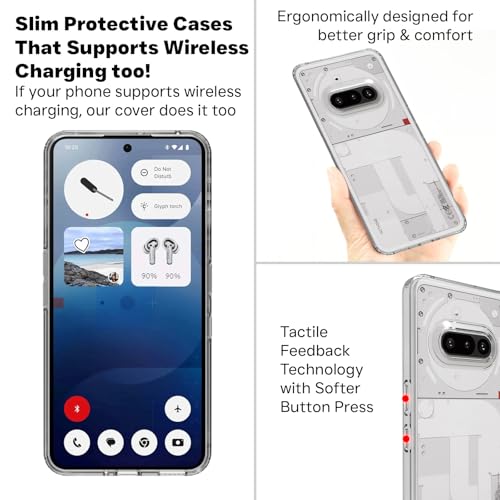 Image of RIGGEAR Shockproof Clear Hybrid Armor Back Cover Case for Nothing Phone 3a (Clear PC+ Transparent TPU Bumper)