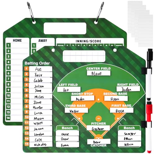 Magnetic Baseball Lineup Board with 40 Sheets-Dry Erase Baseball Clipboard for Coaches Reusable Baseball Lineup Name Cards Essential Baseball Training Equipment&Baseball Accessories for Mom&Coaches