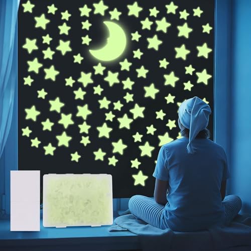 Estrellas luminosas para techo con luna, 201 piezas miniatura 1