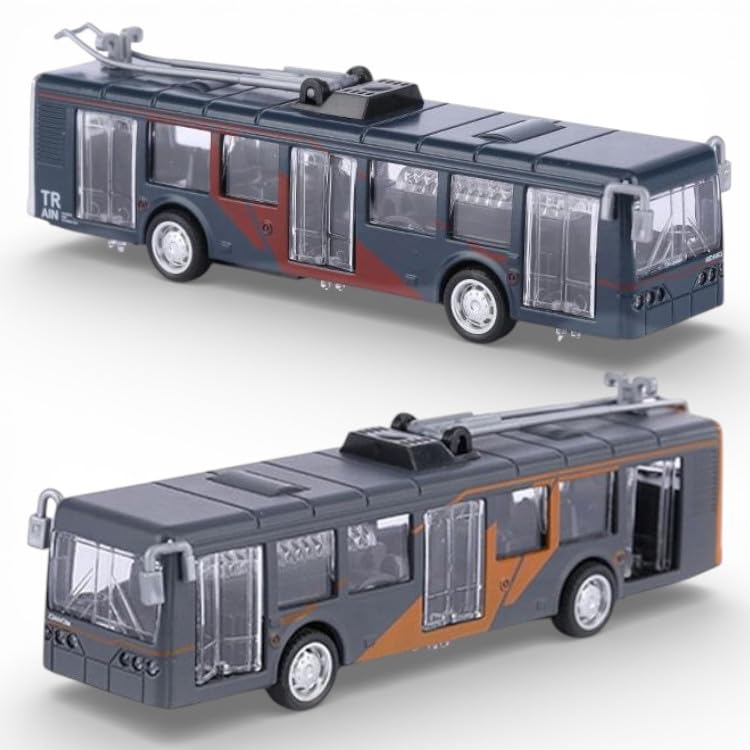 Image of SHAKTISM Metal Alloy Pull Back Tram Toy with Light & Music | Die Cast Metro Train Model for Kids | Strong & Drop Resistant Return Trolley Toy for Boys & Girls (Multicolor) 1Pc