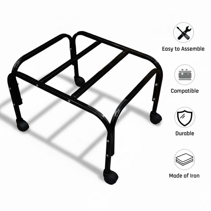 Image of CARE N TOUCH Cooler Stand with Wheels Heavy Duty Metal Cooler Trolley | 100kg Load Capacity | 360 Rotating Wheels | Rust-Resistant White Finish | Movable Air Cooler Stand for Home & Outdoor | (Black)