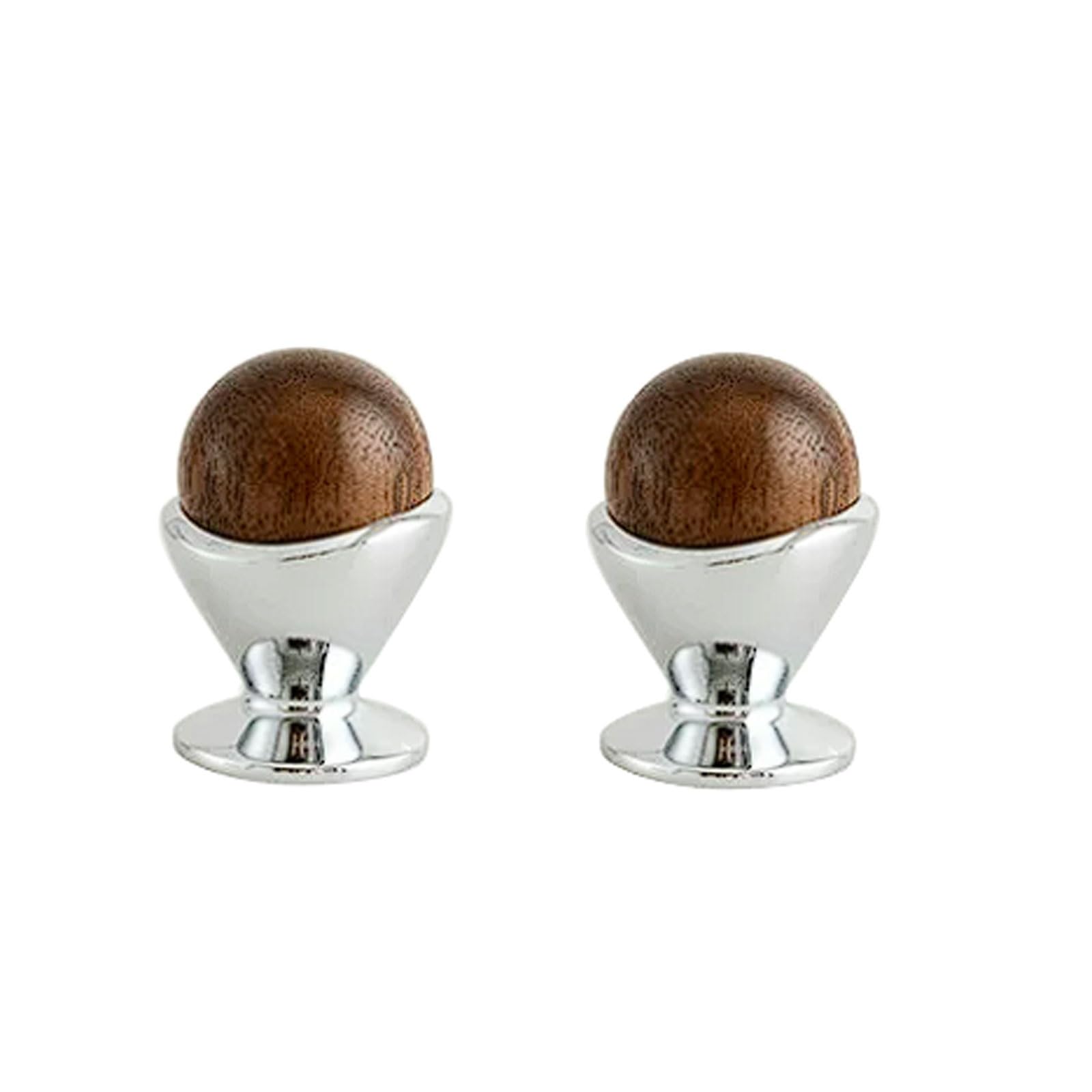 CHENHOJU Walnut Wood and Brass Cabinet Pulls Antique Bronze or Silver Finish, Round Design for Drawers and Wardrobes Cabinet Pulls(Silver)