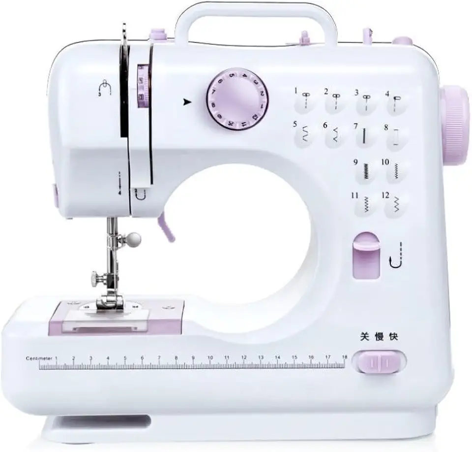 Mini Máquina de Costura Multifuncional Bivolt – 12 Pontos, Doméstica para Reparos e Artesanato, Adaptável a