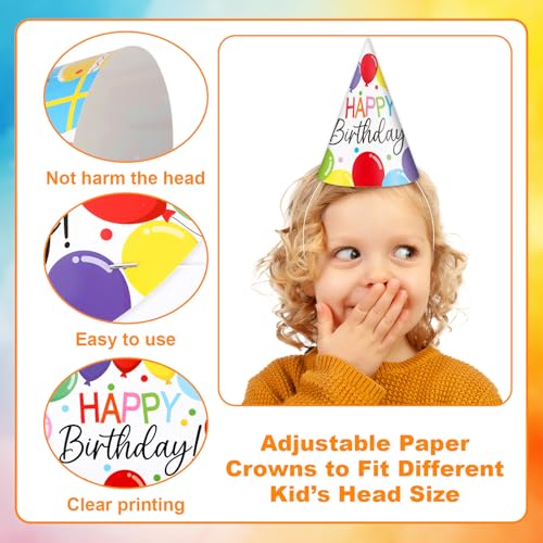 image for Lonfliness 32Pcs Colorful Birthday Party Hats for Kids Toddlers Multic