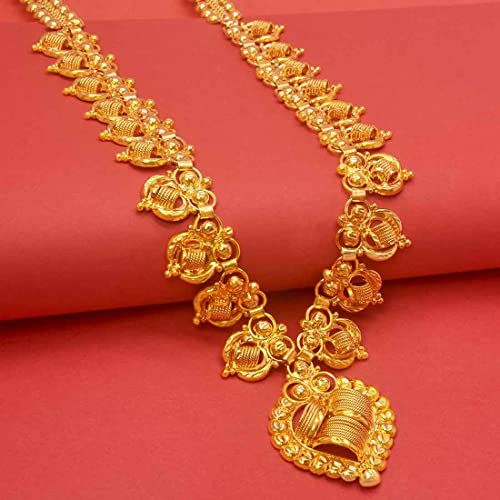 Image of KOLLAM SUPREME GOLD PLATED KERALA STYLE DESIGNER BRIDAL LONG CHAIN FOR WOMEN