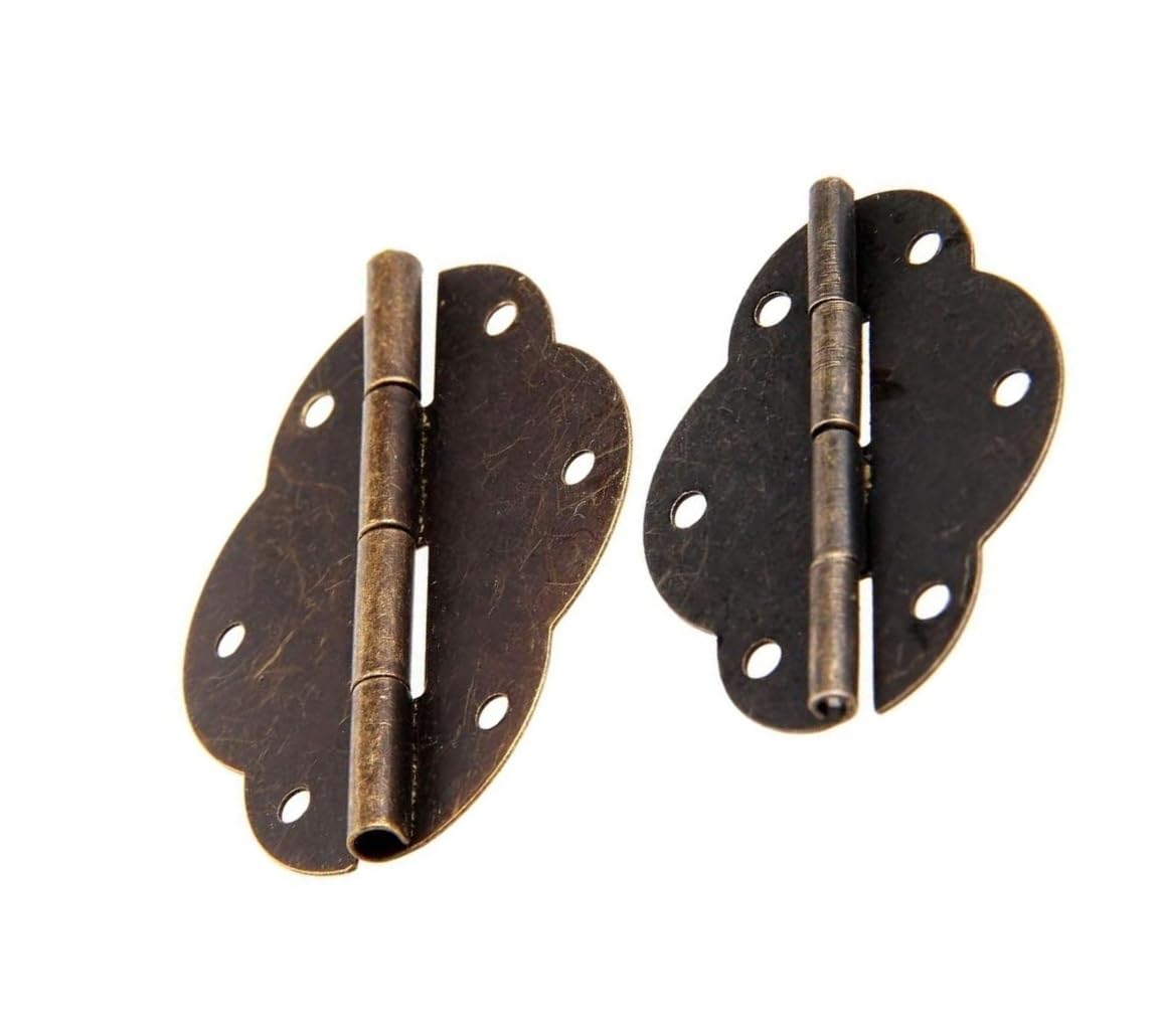 2Pcs Antique Bronze Cabinet Hinges - Durable Iron Door Butt Hinges