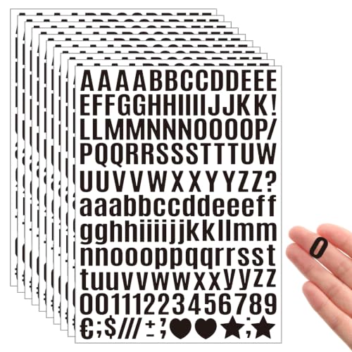 Image of Qilery 32 Sheets 0.5 Inch Letter and Number Stickers Self Adhesive Vinyl Letters Alphabet Stickers Big Font Letters Number Tags for School Classroom Home Mailbox Decor (Black)