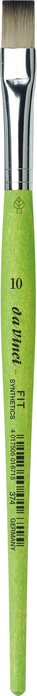 da Vinci Student Series 374 Fit for School and Hobby Paint Brush, Flat Elastic Synthetic with Green Matte Handle, Size 10