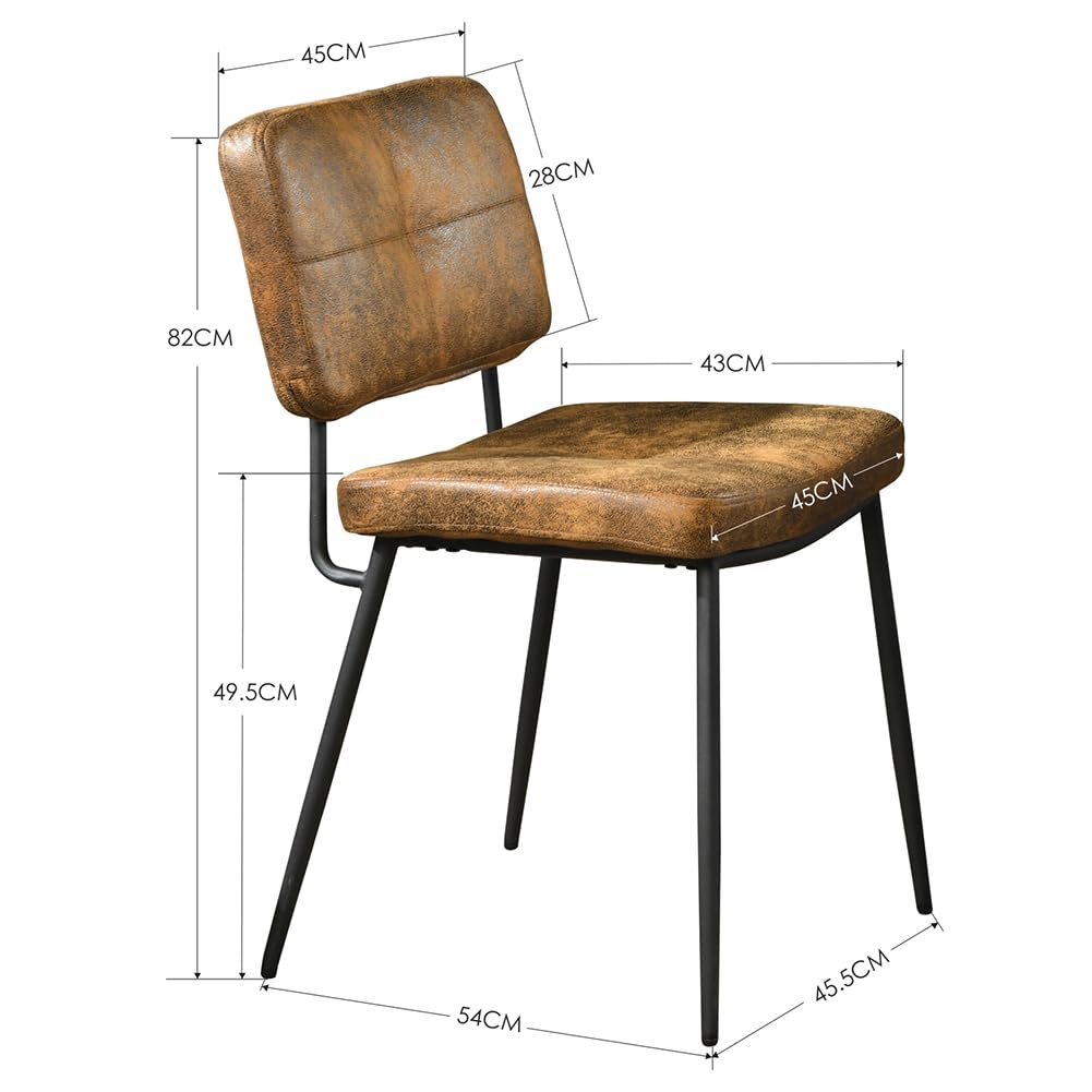 Shally Dogan Juego de 2 sillas para Comedor con Patas de Acero Negro y Asiento y Revestimiento de Piel sintética, Silla ergonómica de diseño nórdico, Ideal para Dormitorio, Cocina, Oficina