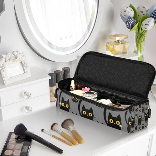 Bolsa de Viaje para Herramientas de Cabello con Estera Resistente al Calor y Organizador Impermeable para Plancha, Rizadora y Secador, Negro con Gatos miniatura 7